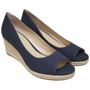 Bandolino Women Nuri Espadrille Wedge Heels Size US 8M Navy Blue Fabric